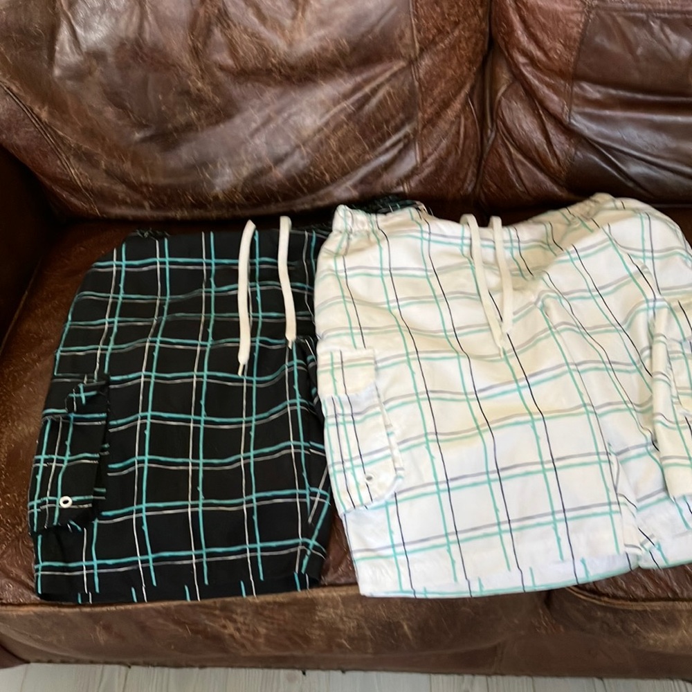 O’RAGEOUS 2 pack swim shorts, blue, and white used